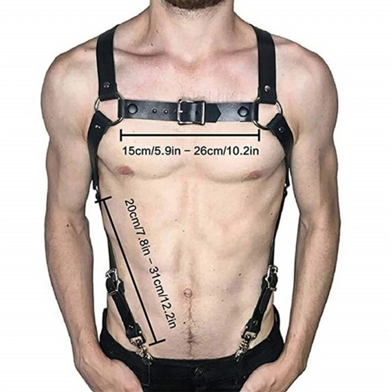 

Men Body Restraint Leather Harness Belts Straps Suspenders Braces Armor Costumes