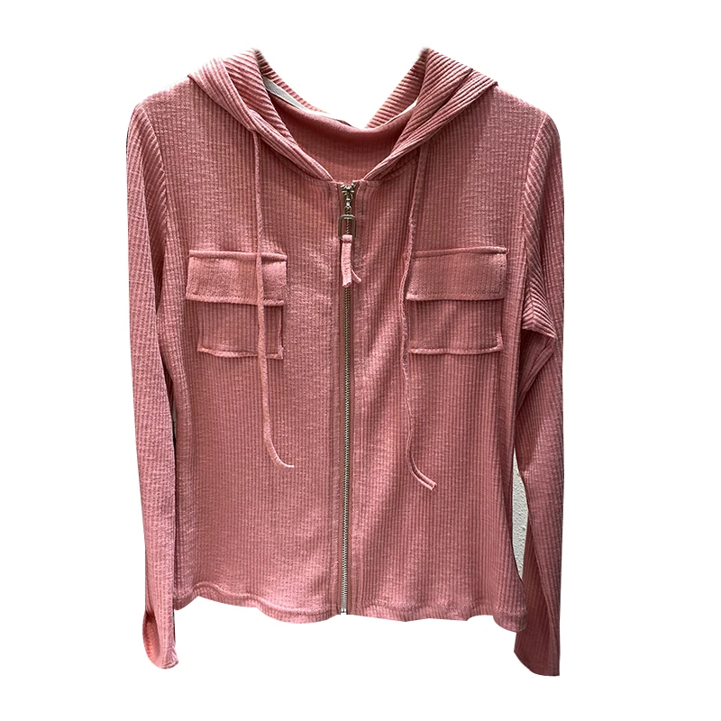 

Tidal autumn/winter 2021 new casual long-sleeved slim hoodie thin zipper cardigan short girl crewneck sweatshirt
