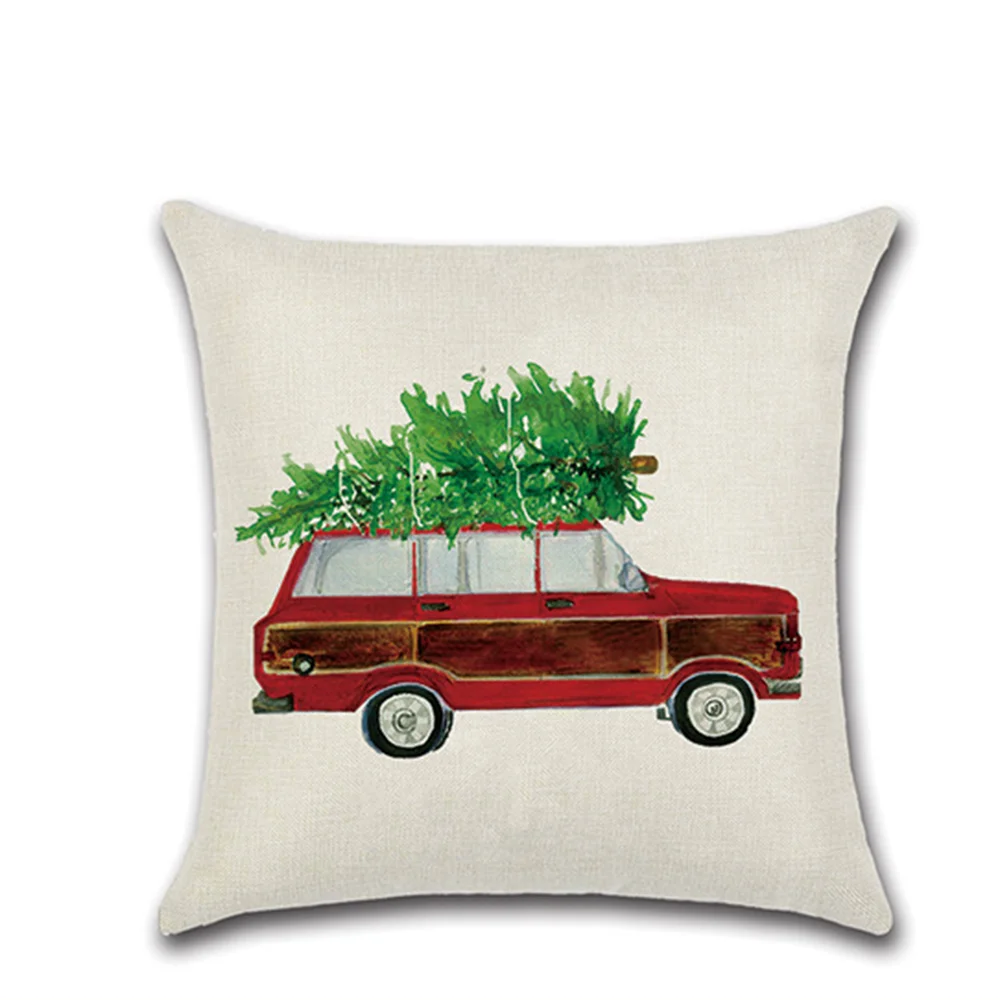 6 шт. Новогодняя и Рождественская Подушка льняная Наволочка на елку Мультяшные