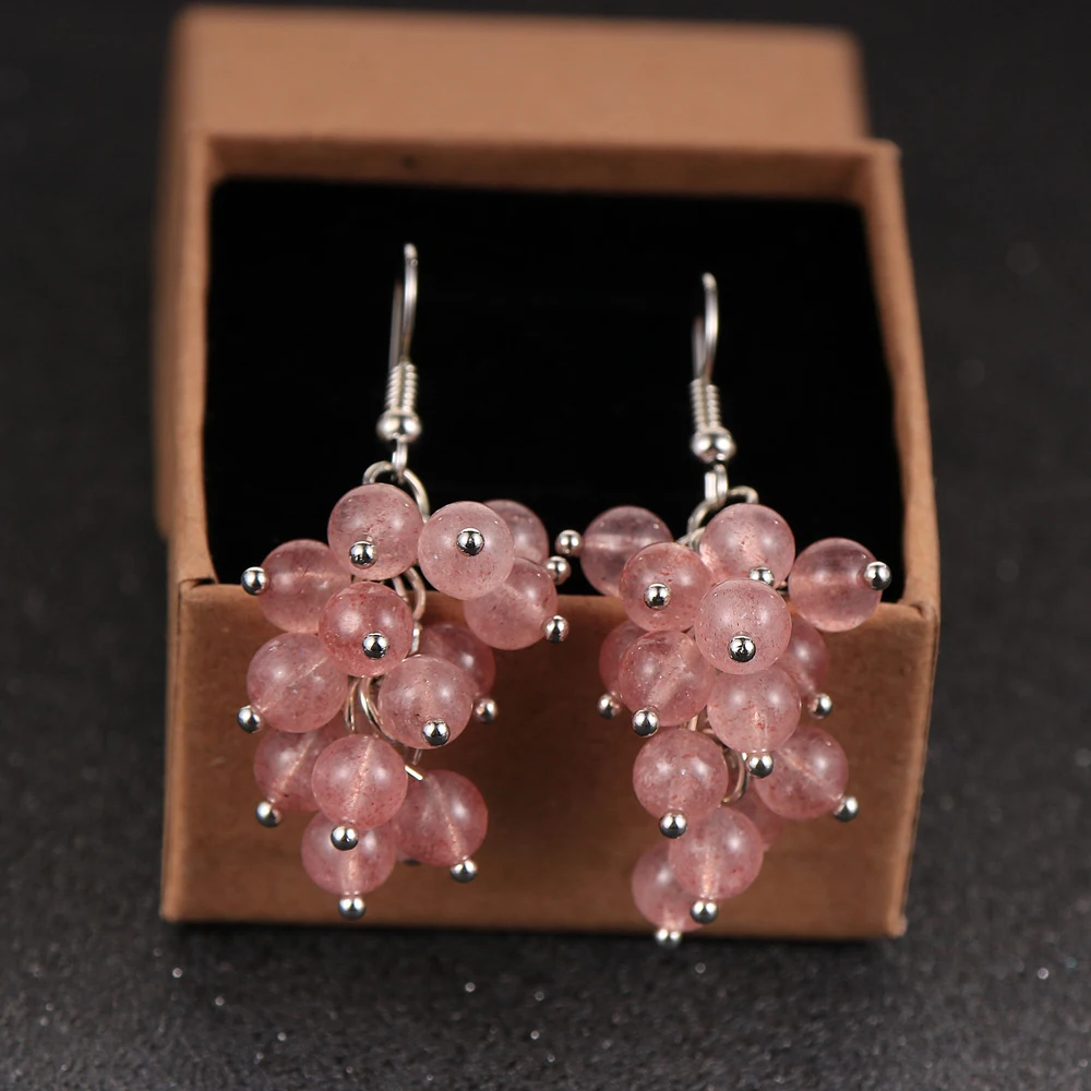 Женские Висячие серьги с натуральным фиолетовым кристаллом аметисты оникс