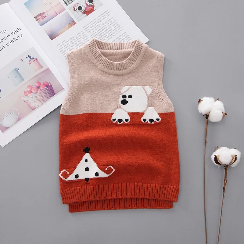 Детский свитер с героями мультфильмов жилеты хлопковые детские теплые вязаные