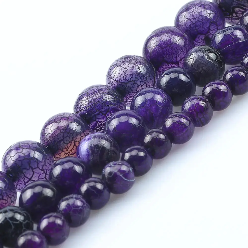 6/8/10 мм Натуральный камень темно-фиолетовый трещины Агаты &quotвены дракона&quot
