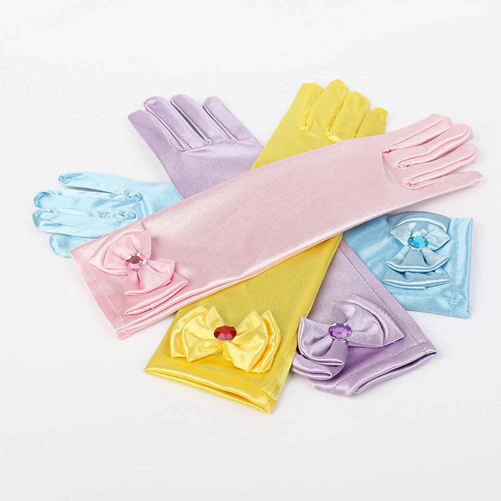 Длинные атласные перчатки принцессы для танцев и сцены свадебное платье