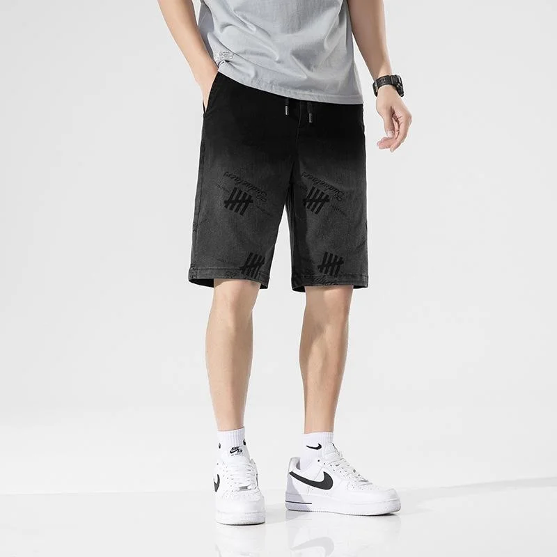 Мужские летние короткие дизайнерские шорты черная кожаная уличная мода плед