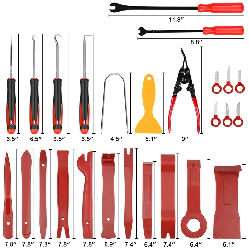 

27Pcs Car Repair Tools Trim Clips Removal Auto Door Panel Dash Kit Panel Tool Set Portable Fastener Kits