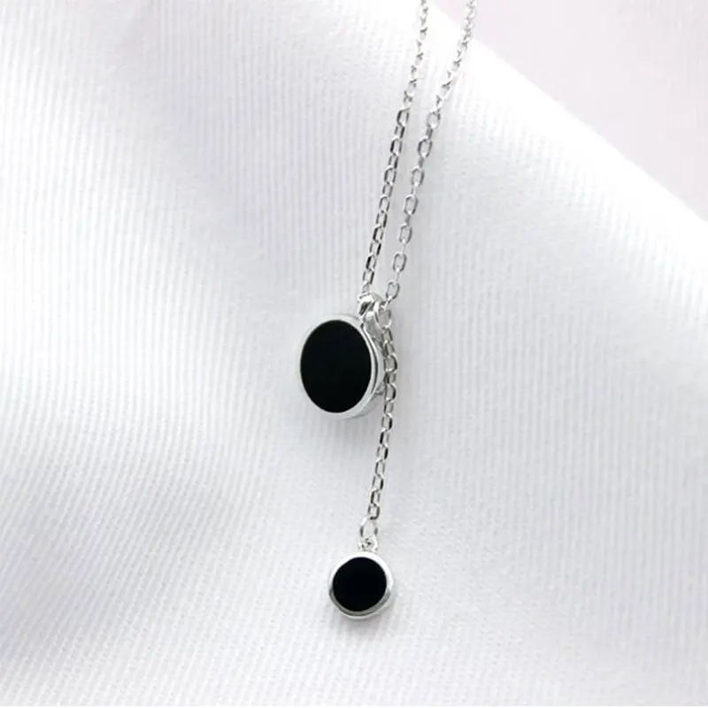 925 стерлингового серебра простой черного цвета с круглым носком диск кисточкой