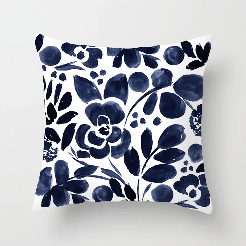 

45 * 45CM pillow case Blue abstract geometric printed polyester pillowcase Square decorative pillowcase