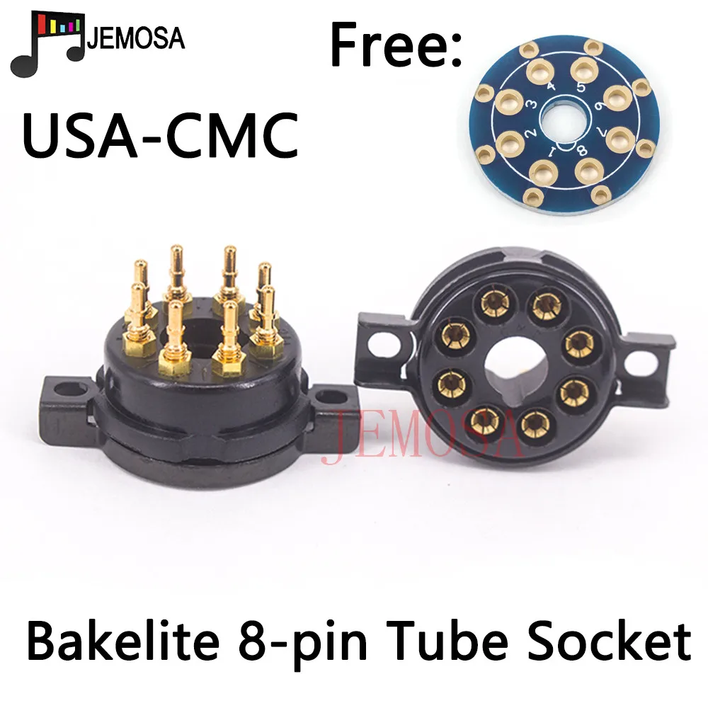 CMC Bakelite 8pin Tube Socket Gold Plated For KT88 EL34 5AR4 6L6 6CA7 6SL7 6SN7 Electron Tube HIFI Audio Vacuum Tube Amplifier