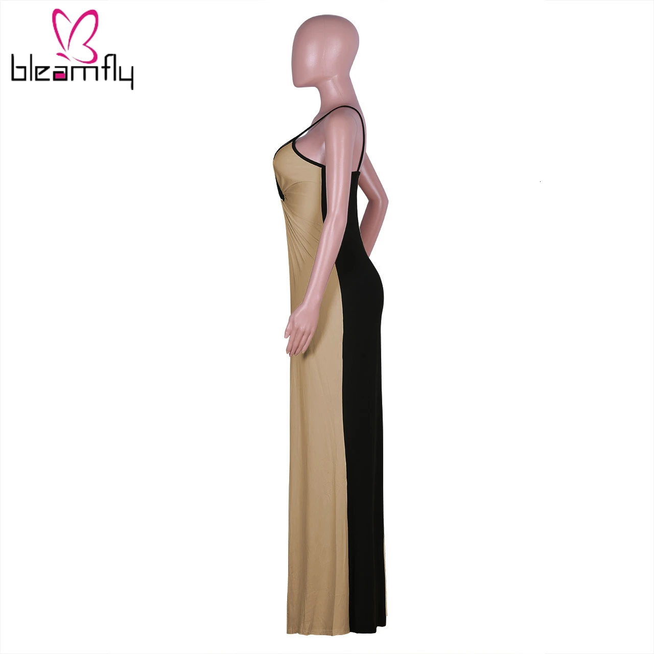 2019 женское летнее длинное платье на тонких бретелях с высокой талией и глубоким v