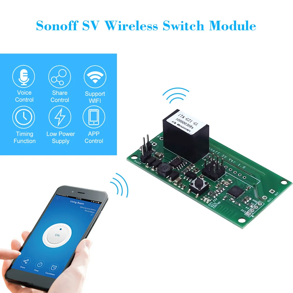 Sonoff Baisc SV WiFi беспроводной коммутационный модуль смарт-переключатель умный дом