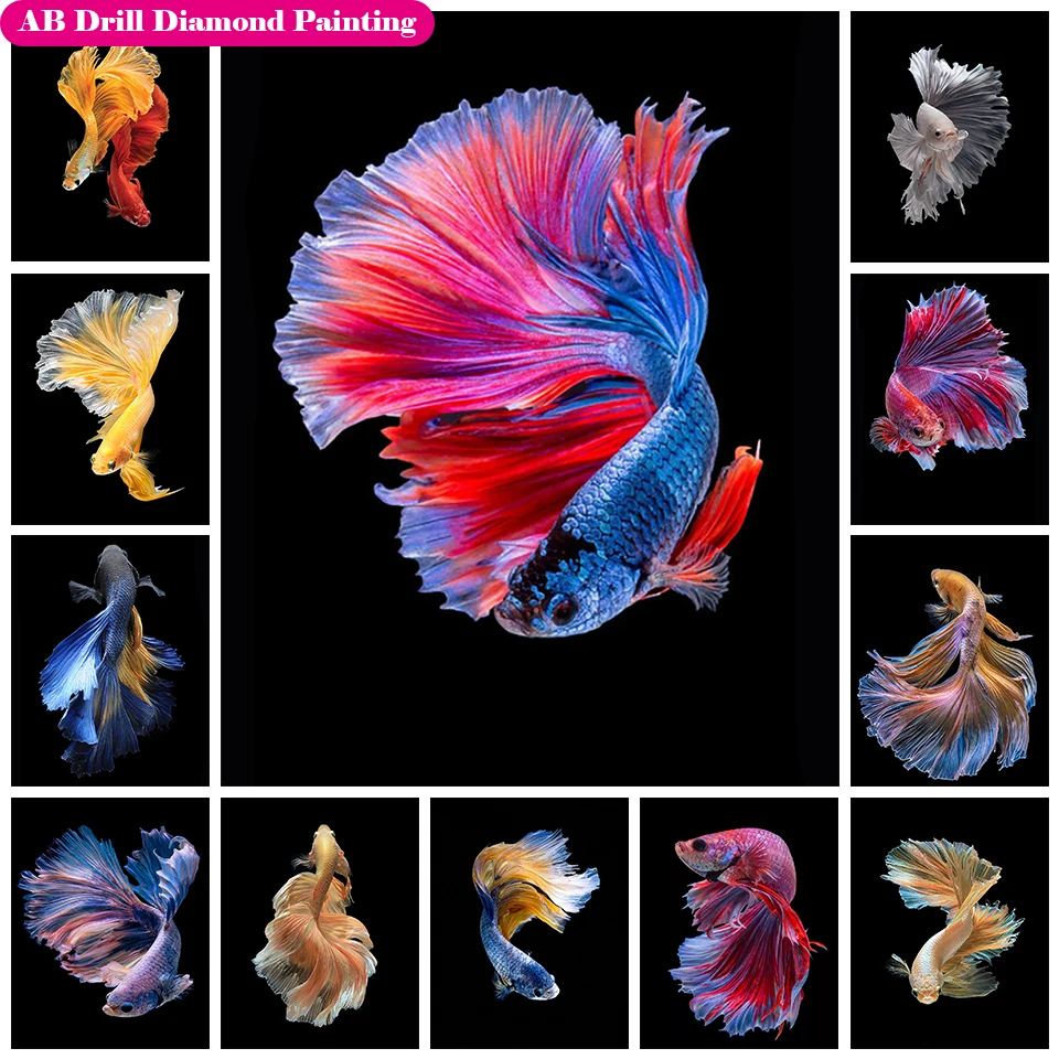 

New 5D DIY Full Square/Round Diamond Zipper Bag Animal AB Diamond Painting Kits Goldfish Diamonds Embroidery Home Decor Art