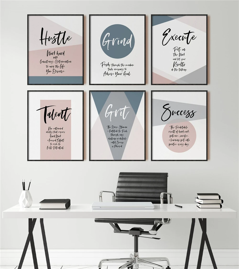 

Set of 6 Motivational Wall Art Prints Inspirational Quote Canvas Painting Modern Office Study Room Wall Decor