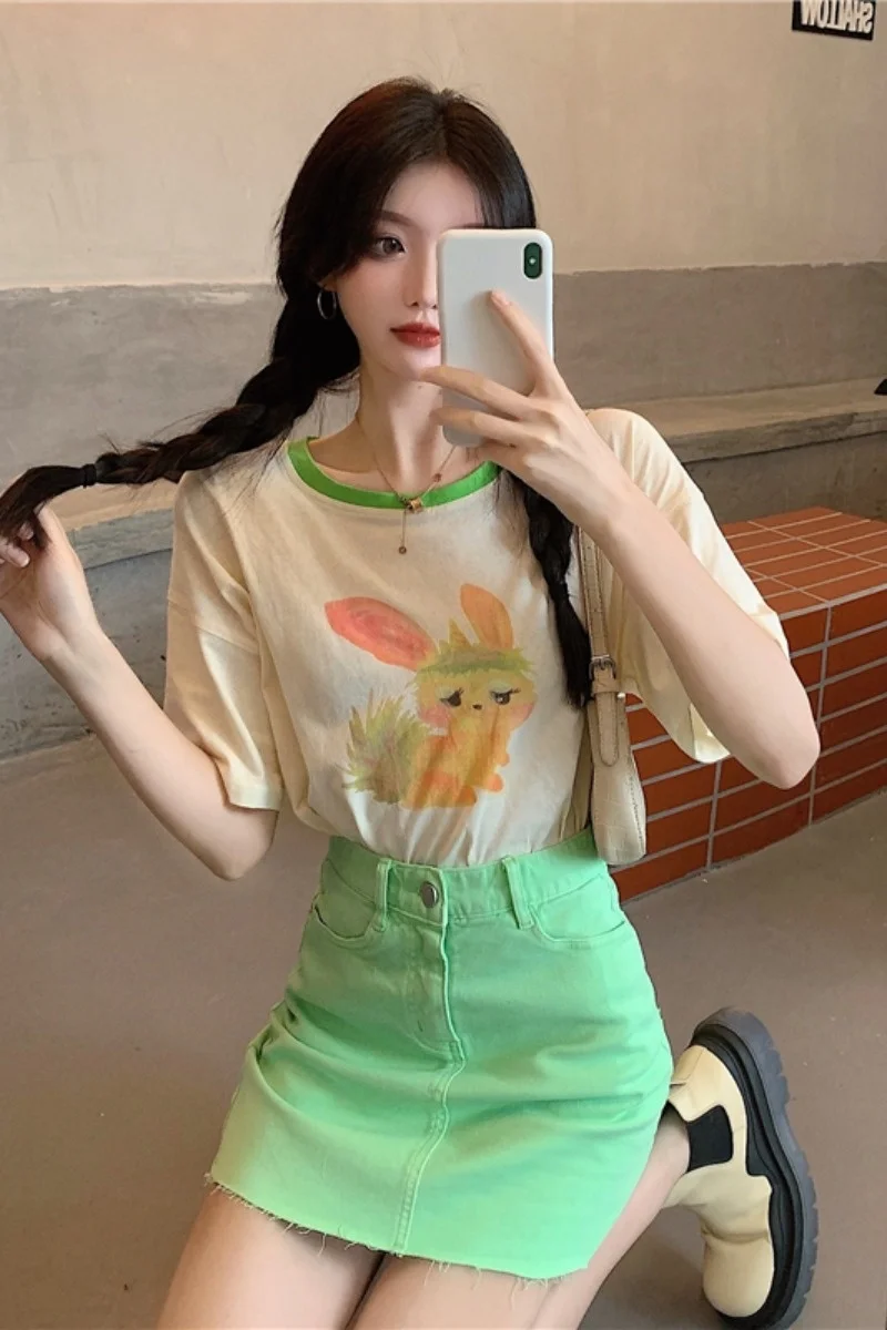 

Skirts Two Piece Crop 2021 Women Sexy Top And Skirt Set white Korean Ladies designer mori girl Student outfit Summer clothes