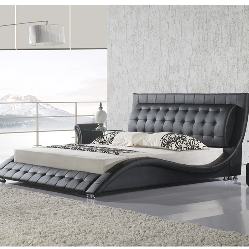 Мебель для спальни King size из натуральной кожи каркас кровати современные мягкие