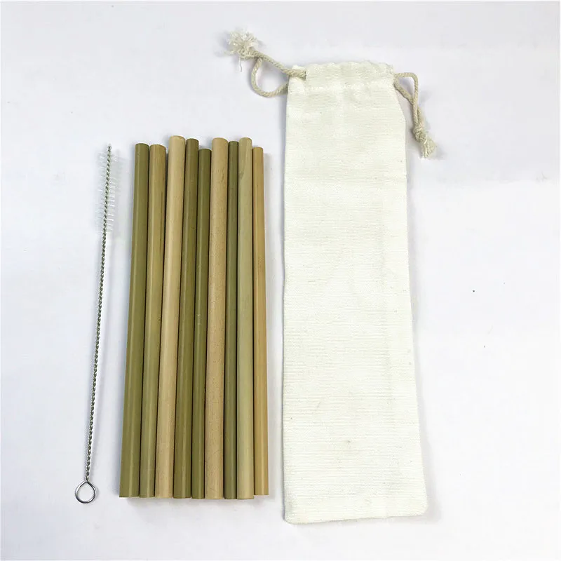 10PCS Straws Бамбуковый дорожный набор зубных щеток Экологичная деревянная разноцветная ручка зубная щетка портативные зубные щетки из мягкого волокна Набор сумок высокого качества - Цвет: 10PCS Straws