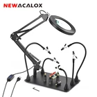 Паяльный инструмент NEWACALOX, 5X, 3 цвета, увеличительное стекло с подсветкой, магнитный зажим для ремонта печатных плат