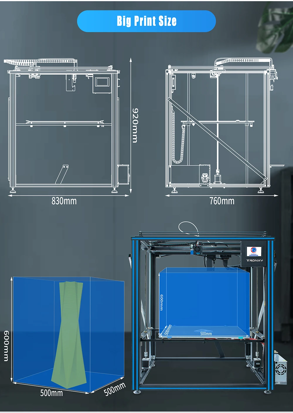 X5SA 3d принтер CoreXY DIY Kit Большой размер печати X5SA PRO/X5SA-400 PRO/X5SA-500 PRO TRONXY Многофункциональный 3D-принтер 24 В версия