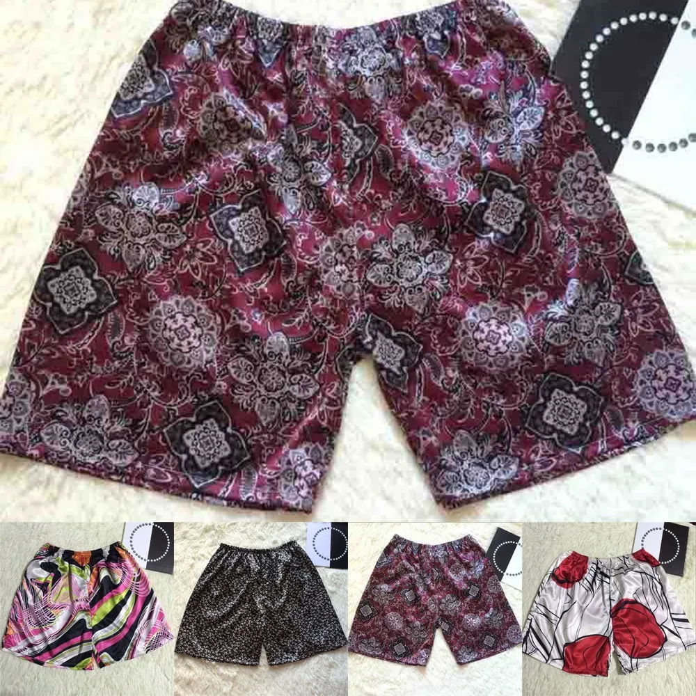 

2021 Men's Siwmwear Beach Board Shorts Briefs Beachwear Mens Home Silk Satin Pajamas Shorts Nightwear Pants Sleep Bottoms