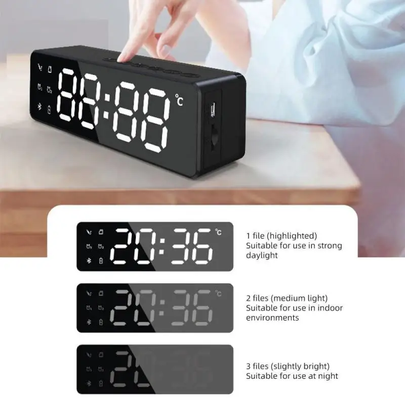 

New B119 Mirror Wireless Bluetooth Speaker Protable Mini Alarm Clock For Xiaomi LED Mirror Music Player Desktop Bass 2021