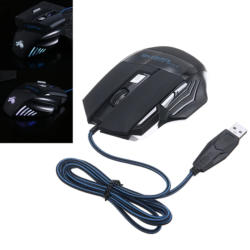 

Pohiks 1 шт. 5500DPI светодиодный оптический геймер мышь 7 кнопок USB Проводная игровая геймерская компьютерная мышь для ПК ноутбуков