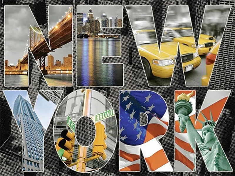 Полноразмерная 5D алмазная живопись Нью Йорк пейзаж сделай сам круглая Алмазная