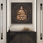 Золотая Статуя Будды, Картина на холсте, религиозный Бог, статуя Будды, плакаты, принты, настенные картины, Современное украшение для гостиной, дома
