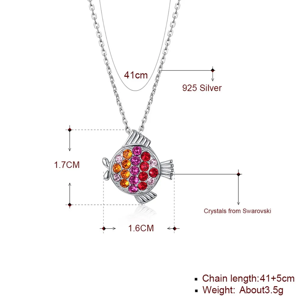 

S925 Sterling Silver Necklace 12 Zodiac Pisces Chokers Necklace with Shiny Crystle for Women Party Luxury Jewelry SVN387
