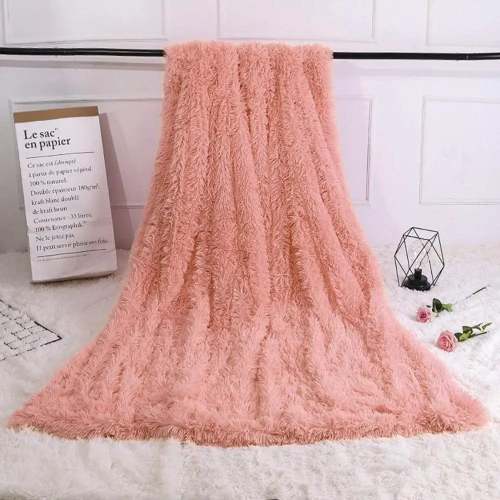 Роскошное длинное плюшевое одеяло пушистое меховое Фланелевое покрывало