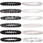 Крошечный камень бисер браслет для мужчин женские туфли-лодочки на высоком каблуке ручной работы 6 мм черный Лабрадорит браслеты простирания Femme белый говлита опалитом браслет Homme