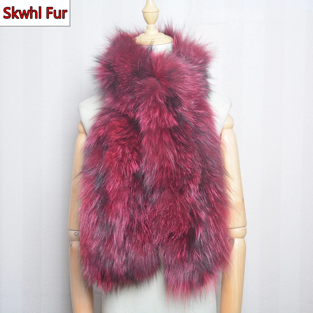 

Women’s Scarf Winter Warm Real Fox Fur Scarf Soft Knitted Lady Long Style Real Fox Fur Shawl Wrap Natural Fox Fur Ring Scarves