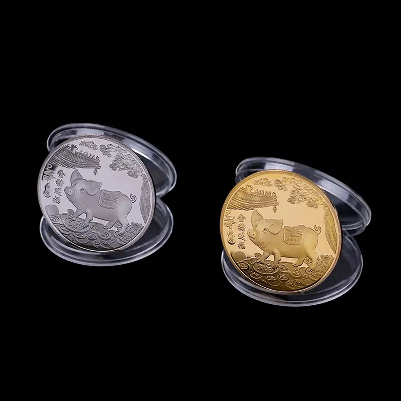 1 шт. свинья памятная монета год свиньи поставляет деньги 2019 фу коллекция монет