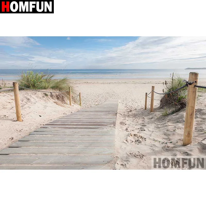 Алмазная 5D Вышивка HOMFUN Пляжный Пейзаж полноразмерная круглая/квадратная