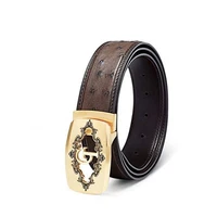 gete import ostrich leather men belt men stainless steel smooth buckle men belt fashion personality belt