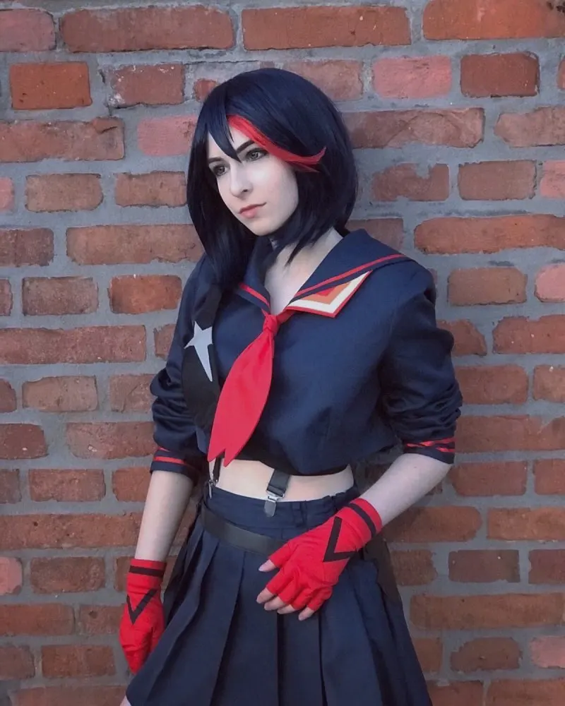 Парик для косплея из аниме KILL la Matoi Ryuko термостойкий короткий с красными синими