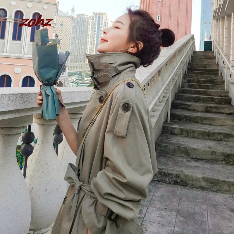 Классическая Женская Длинная ветровка в британском стиле винтажное платье с