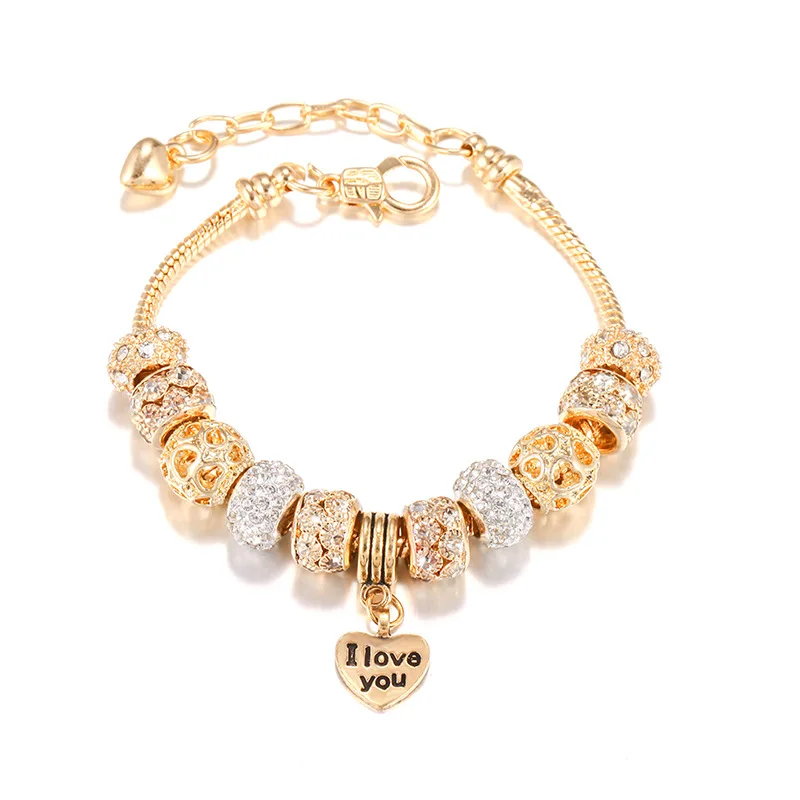 

Love bracelet DIY alloy large hole Bead Bracelet Gold European Bead Bracelet