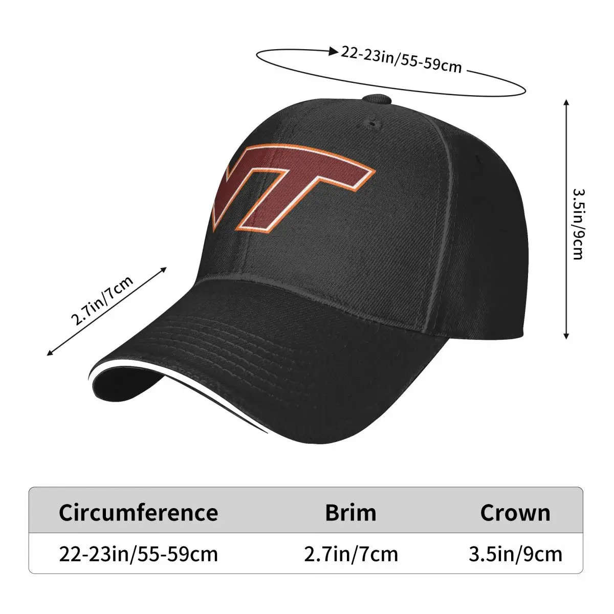 

Unisex Cotton Cap For Women Men Virginia Tech Fashion Baseball Cap University Adjustable Outdoor Streetwear Hat