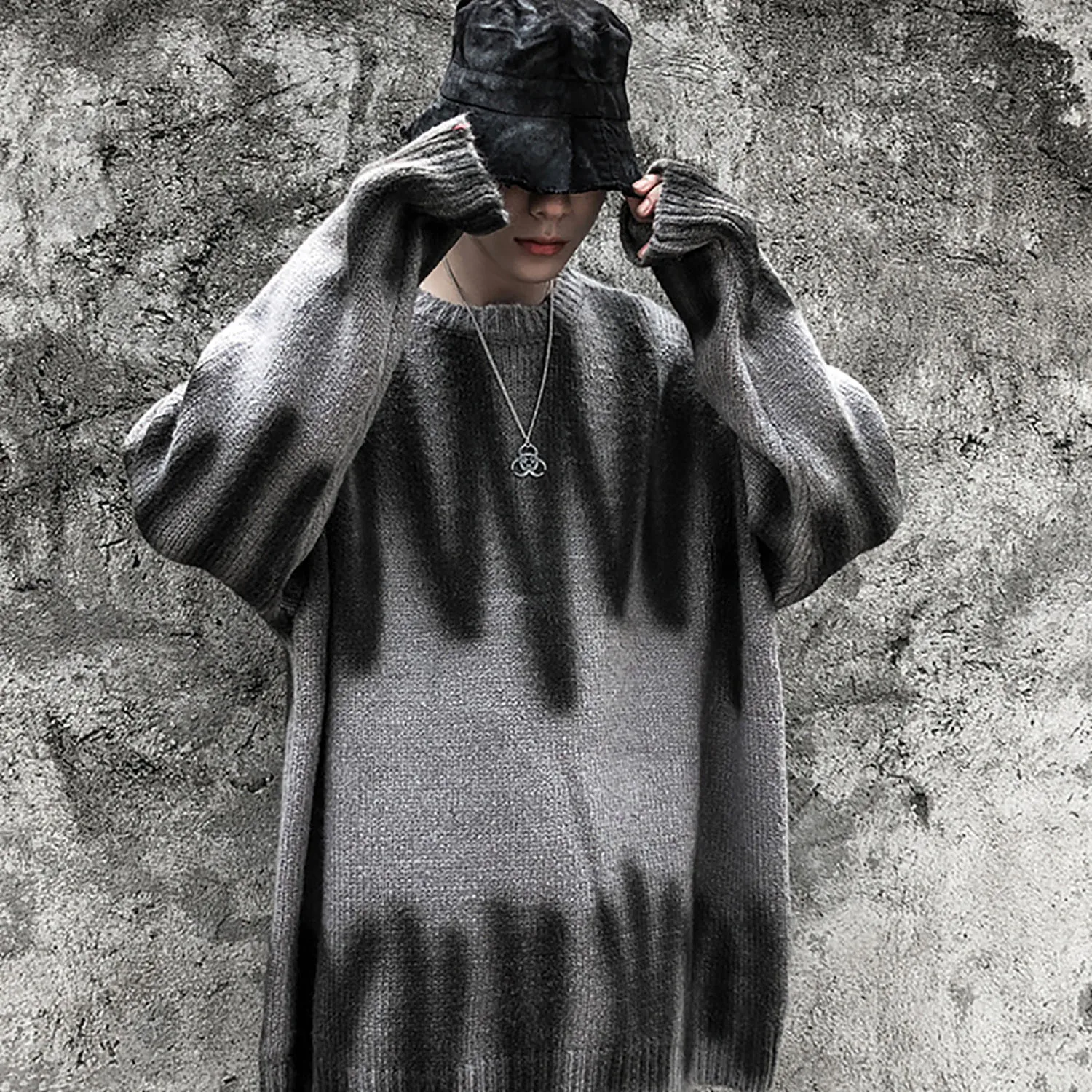 Мужской трикотажный свитер в стиле Харадзюку Повседневный пуловер с волнистыми