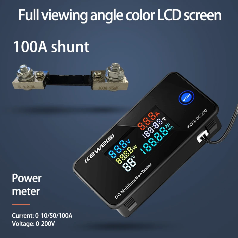 Вольтметр Амперметр KWS 0 200 В постоянного тока измеритель мощности и энергии