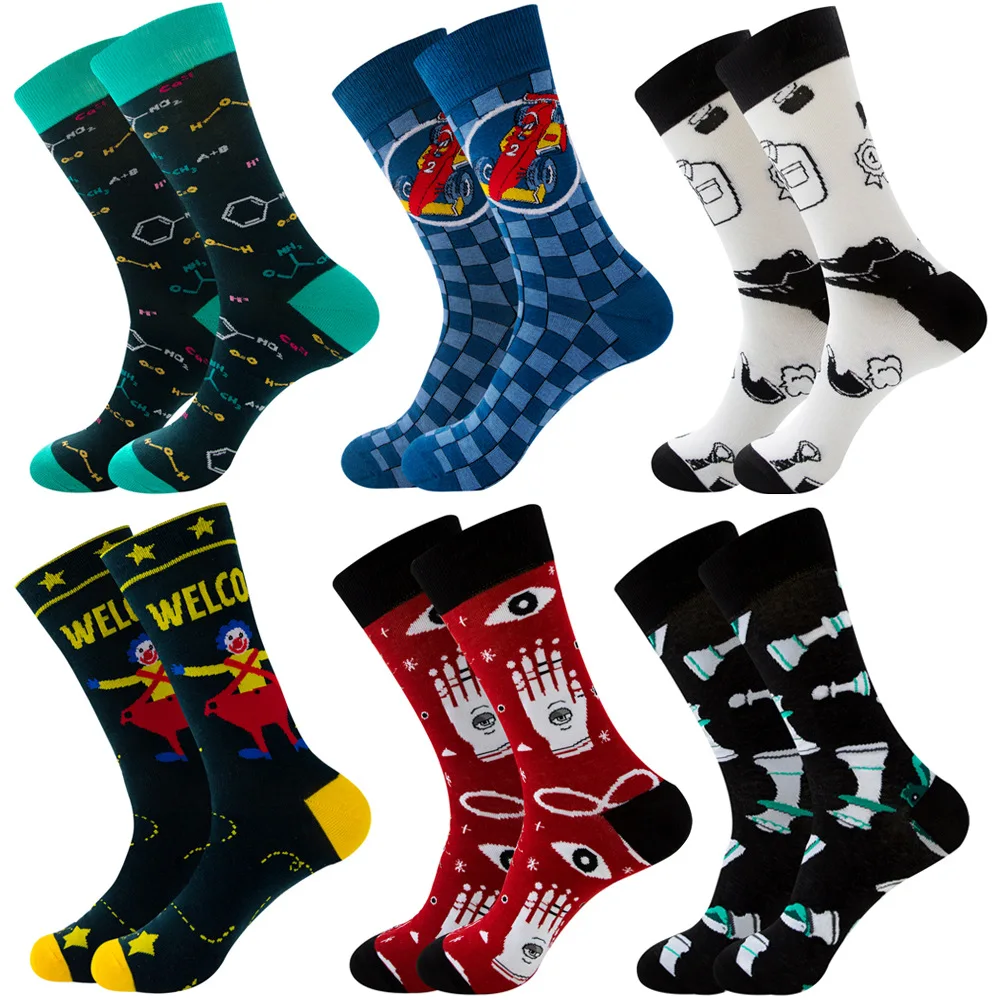 6 Pairs Men/Women Cotton Cartoon Christmas Socks Cute Santa Claus Elk Snow Funny Sock Happy Winter New Year Socks Christmas Gift