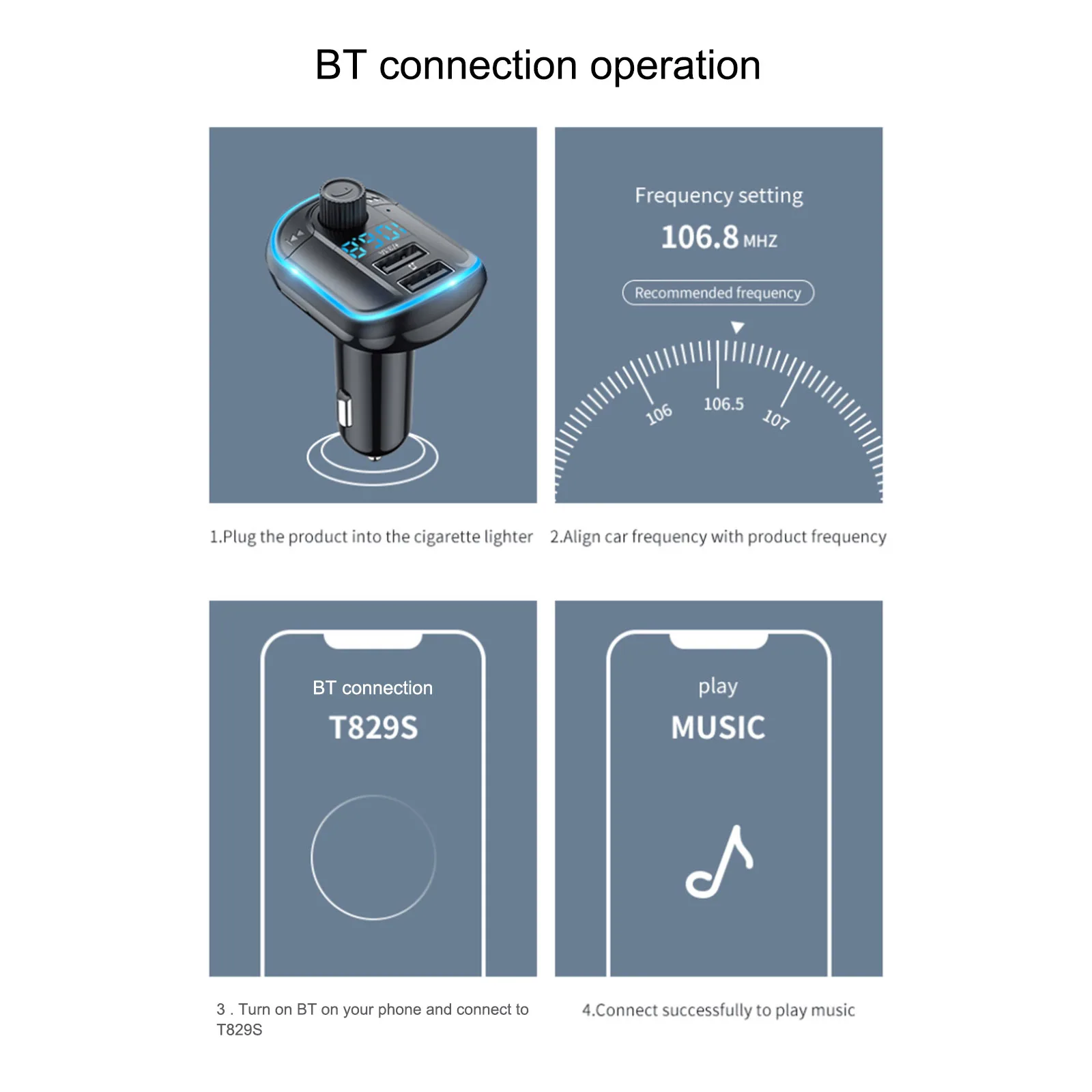 Двойное зарядное устройство USB BT 5 0 автомобильный FM передатчик MP3 музыкальный