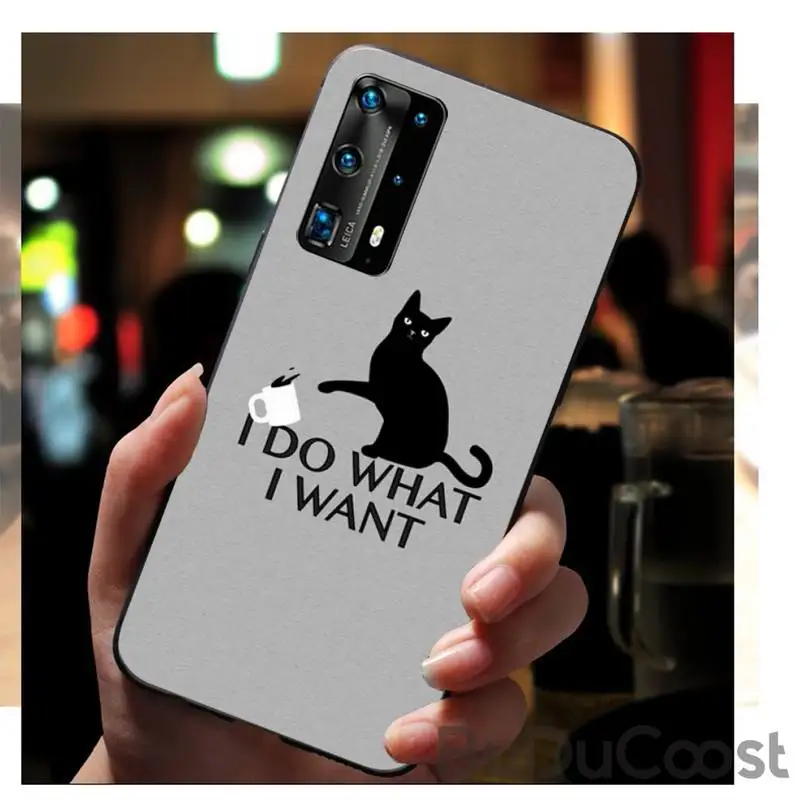 Милый блестящий чехол для телефона с кофейной чашкой и котом Huawei P9 10 20 30 40 P Smart 20lite