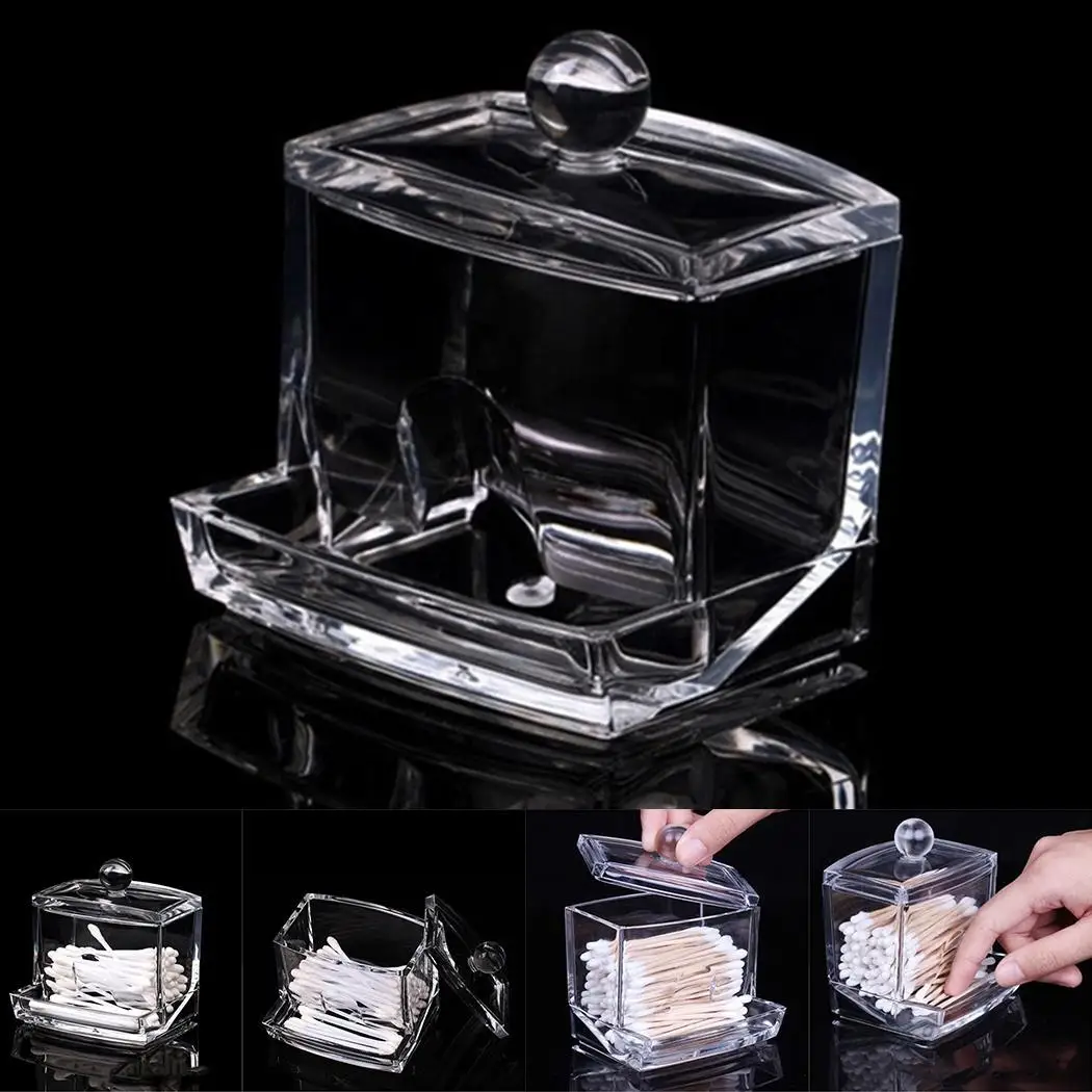 Прозрачный акриловый контейнер для хранения косметики ватные палочки