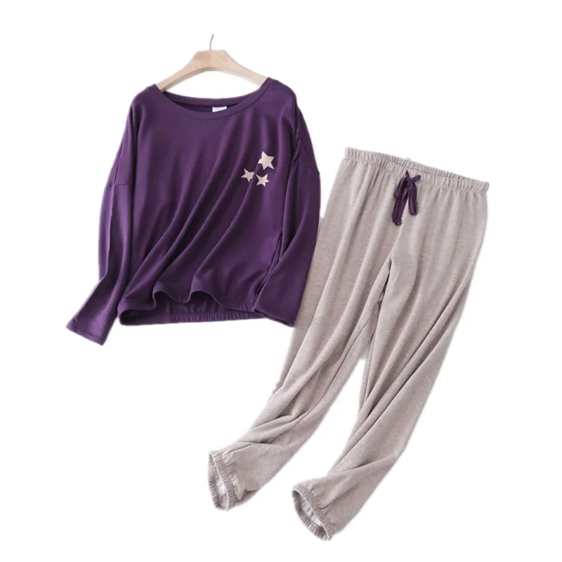 Женский пижамный комплект из 2 предметов повседневный свободный домашний костюм