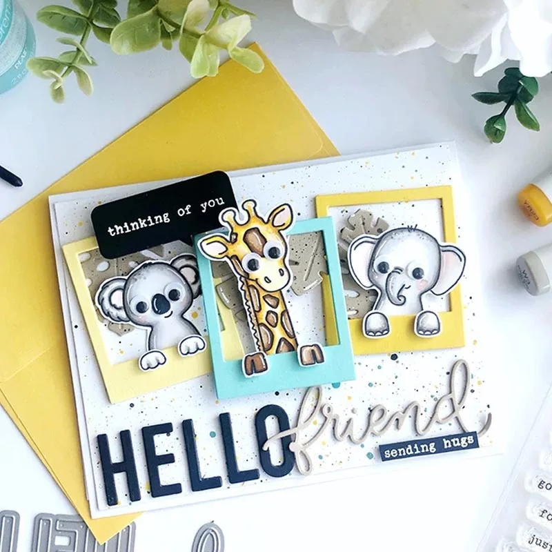 

"Hello Friend""Wild About You" English Words Frame Metal Cutting Dies For Scrapbooking Craft Die Cut Card Making Embossing