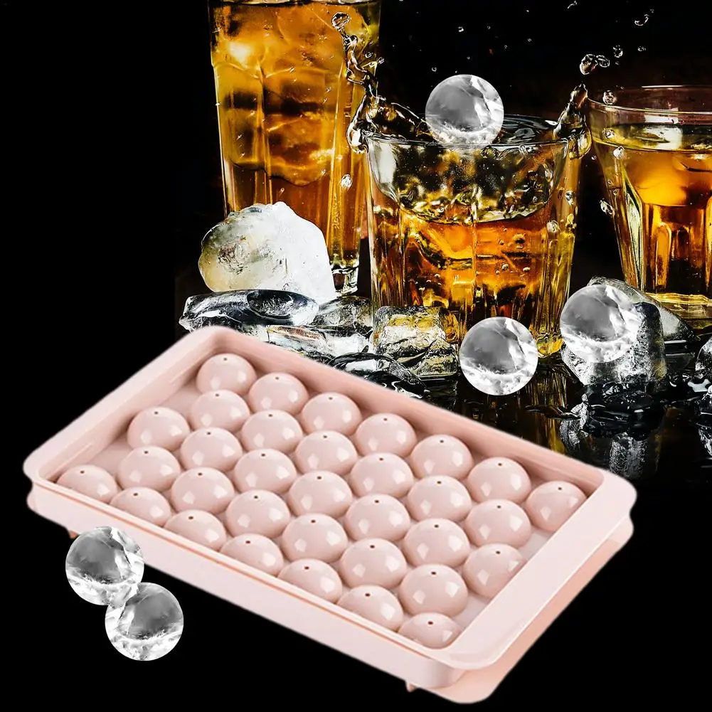 

Round Ice Ball Mold with Lid Reusable Sphere Ice Tray Mold Flexible Release Ice Cube Maker For Bar Home Kitchen Tool