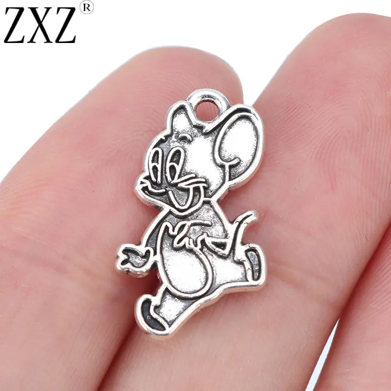 ZXZ 20шт тибетские серебряные Джерри Маус Очаровательные Подвески для бус ожерелья