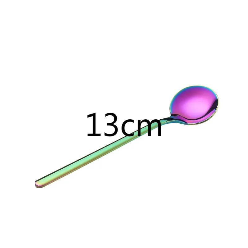 13cm Нержавеющая сталь для размешивания кофе ложка, чайная ложка из розового золота столовые приборы медовая чайная ложка десертная ложка c длинной ручкой Западная Посуда - Цвет: 13cm