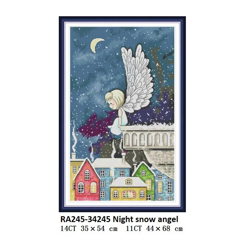 Cross Stitch RA245 Joy Sunday Night Снежный крест с ангелами Набор для вышивания 14ct 11ct Счетный напечатанный холст DMC DIY Needlwork Aida Ткань Домашний декор - Цвет: Cross Stitch RA245