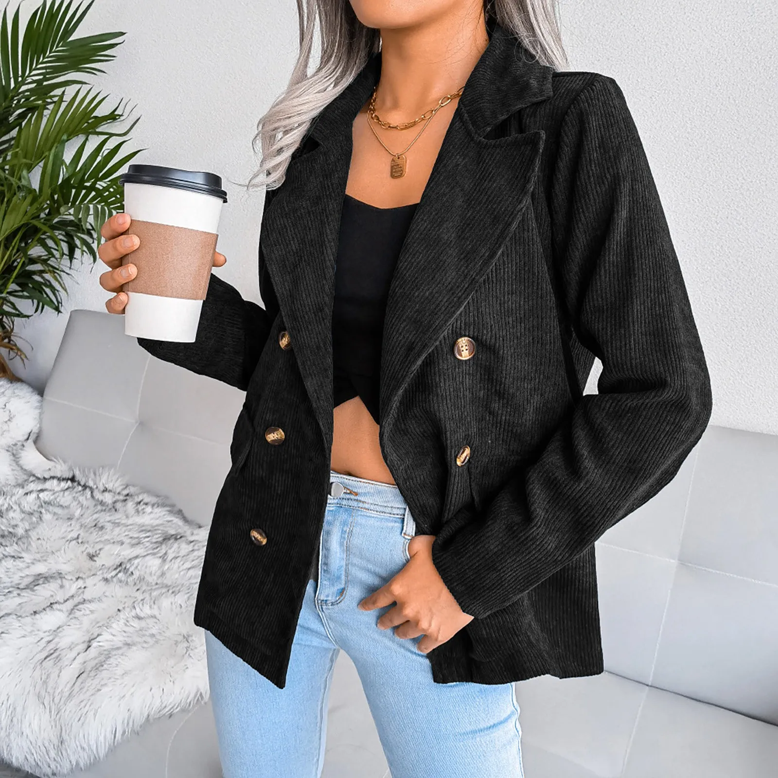 

Double-breasted Coat Women Small Blazers For Women Elegant Jacket Women's Autumn Coat 2021 Woman Coats Female Clothing Outerwear
